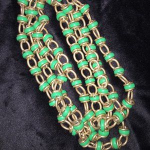 NWOT J Crew Brass Green Link Necklace